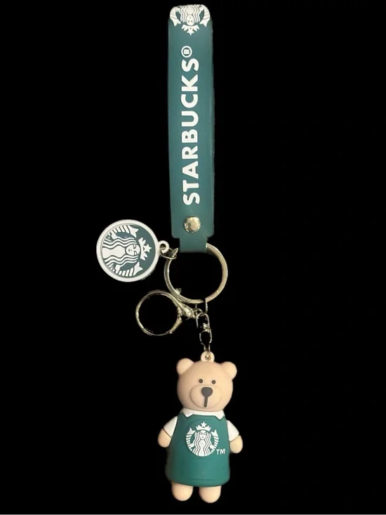 Starbucks 3D Bear Keychain Wristlet New