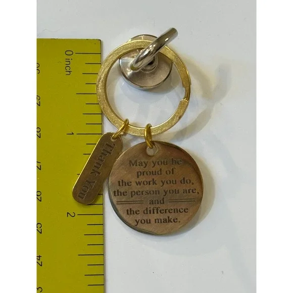 Inspirational Thank You Keychain Gold Tone Motivational Quote Medallion Charm