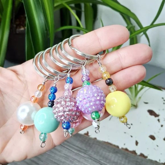 Wholesale Vibrant Beaded Keychain Collection, 12 Piece