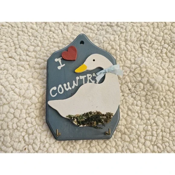 Vintage 1987 Artmark Country Goose Wooden Key Rack Granny Core Cottage‎ Core