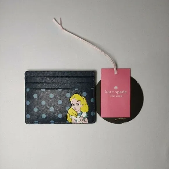 Kate Spade x Disney Alice in Wonderland Small Credit Card Holder NWT wlr00613