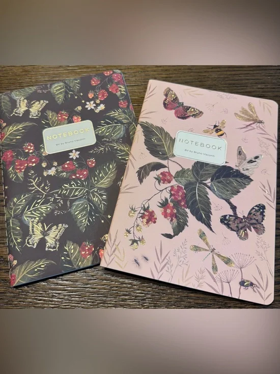 Set of 2 Gorgeous Gold Foil Detailed Soft Touch Notebook Journals - lovely gift!