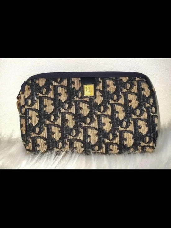 Designer Monogram Cosmetic Pouch - Black and Tan