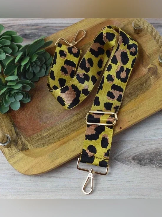 NWT Yellow Leopard Print Adjustable Guitar Bag Strap