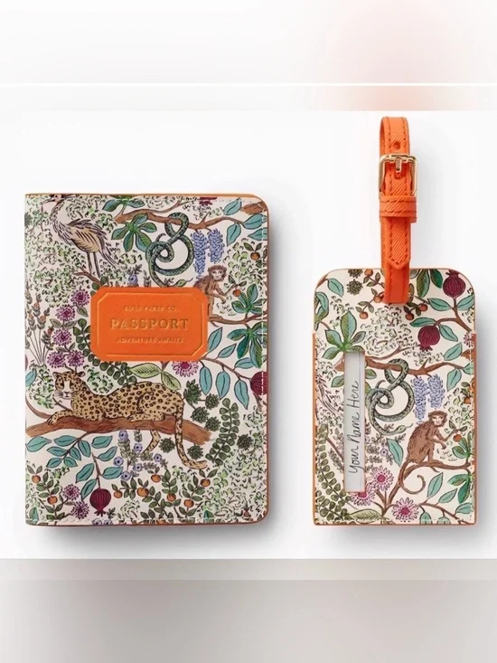NEW Rifle Paper Co. Safari Passport Holder luggage tag travel set