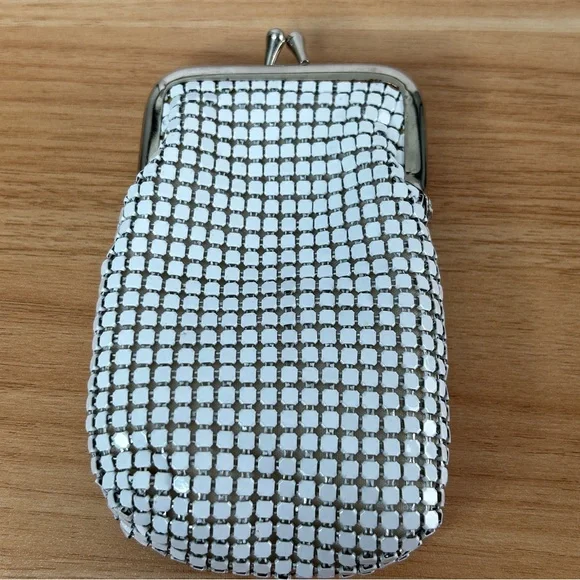 Cigarette Case or Eyeglass Case White Metal Mesh Props Retro