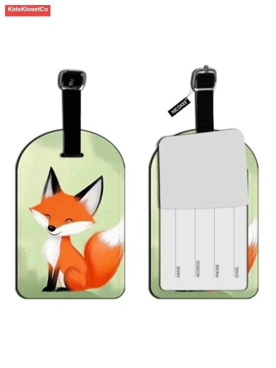 Pastel Cute Fox PU Leather Luggage Tag Travel Bag Label Suitcase ID Tag