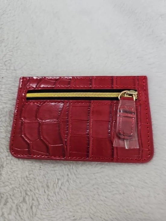 B-Low The Belt Red Croc Card Case Zip Wallet NWT