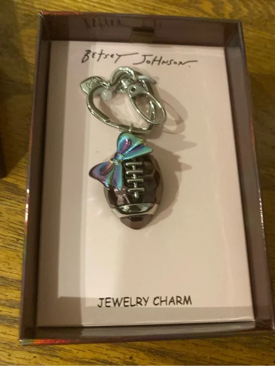 Betsey Johnson Football Keychain Card Holder Charm