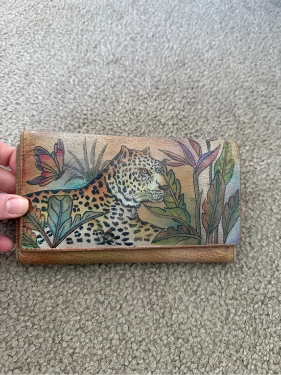 Anuschka Multicolor Leopard & Botanical Leather Wallet