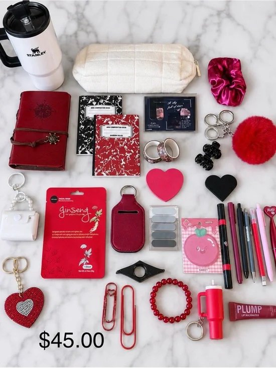 Journaling Bookish Accessories Set - Red & Pink Accents