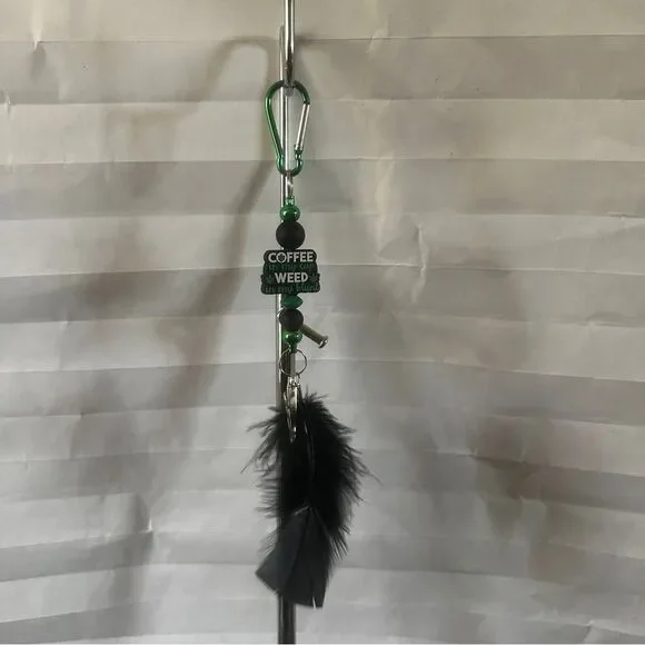 Handmade “Coffee in My Cup” Feather Keychain | Coffee Lover Bag Charm Gift