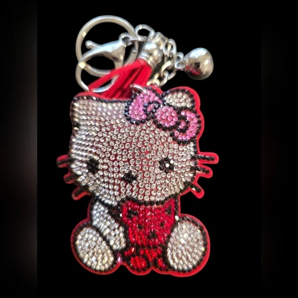 Hello Kitty Red Rhinestone Bag Charm Keychain