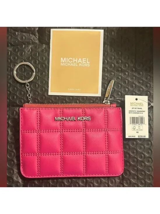 Michael Kors Pink Card Holder with Keychain