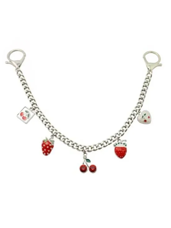 Cherry Charms Keychain for Purse Bag Charm Chain Accessory for Women (12in)