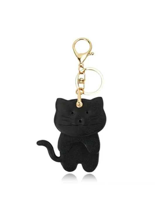 Faux Leather Cat Keychain Bag Charm 3-Layer Handmade Gift