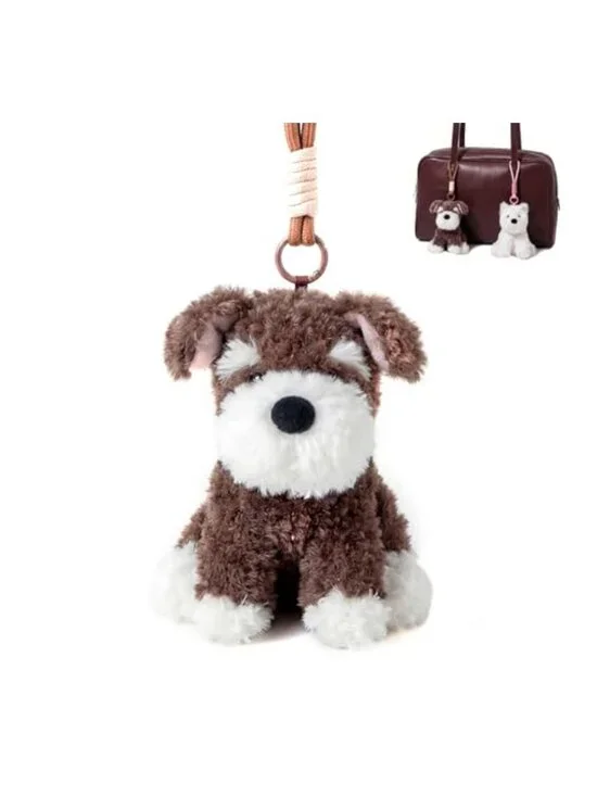 Plush Dog Keychain Kawaii Stuffed Puppy Soft Charm for Bags and Keys Polyester