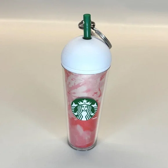 Starbucks Surprise Cold Cup Key Chain‎ Ring Bag Charm Pink Shimmer NEW NO BOX