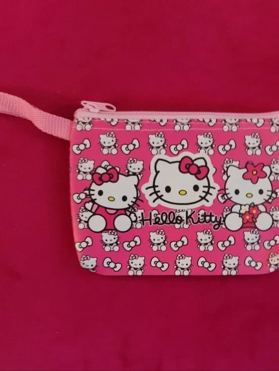 Hello Kitty Hot Pink  Wristlet Coin Purse with Character Print