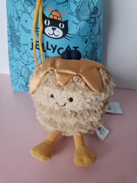 Jellycat Caramel Pudding Plush Bag Charm - Tan