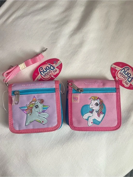 Vintage My Little Pony Pink Kids Unicorn Wallet with straps Y2K Deadstock