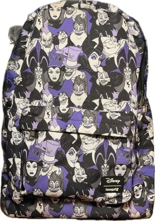 Loungefly Disney Villains Purple Canvas Backpack Full Size Laptop Bag As Is