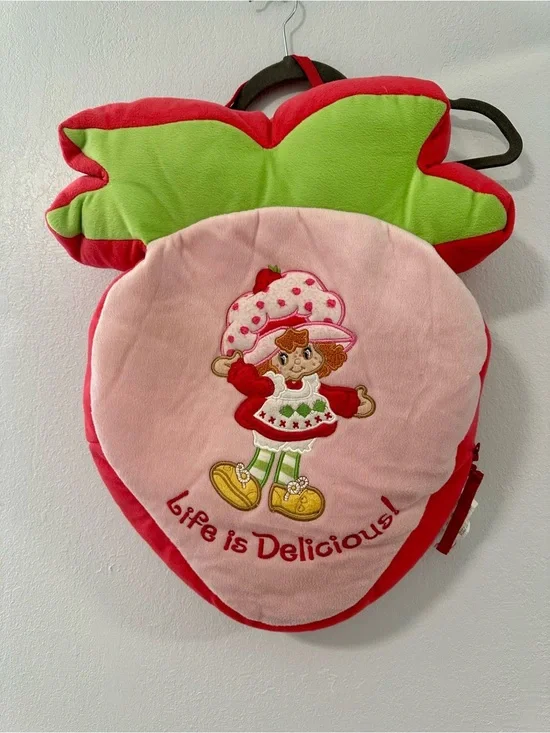 Strawberry Shortcake Plush Backpack Kids Pink Strawberry Travel Bag Cute