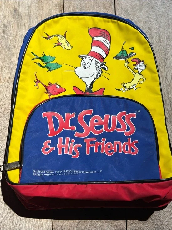 Vintage 1997 Dr Seuss & His Friends Cat in the Hat Backpack Kids 90s