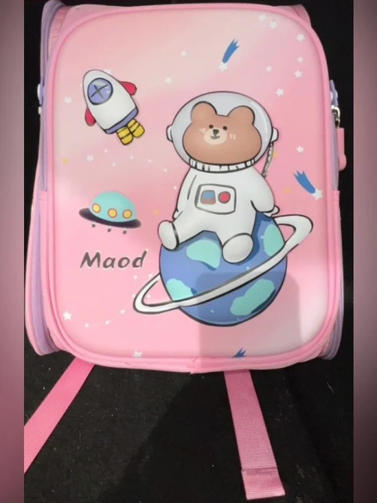 Kids Pink Astronaut Bear Backpack