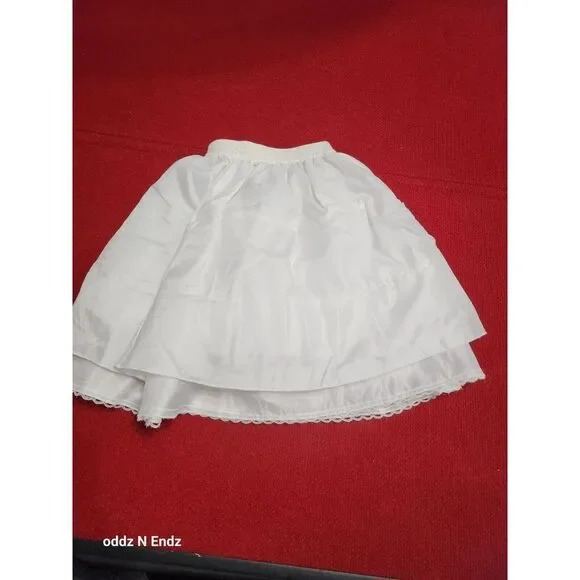 Vintage Childs White Petticoat Skirt With Lace‎ Trim Elastic Waist Underskirt