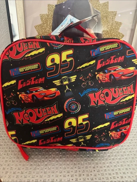 Disney Cars Lightning McQueen Black & Red Kids Lunch Bag NWT