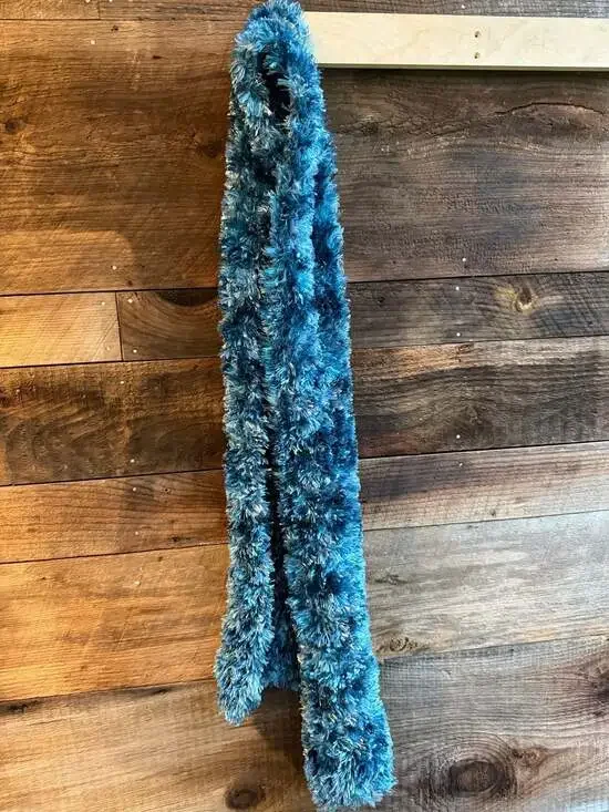 Cejon Blue Eyelash Fuzzy Knit Scarf