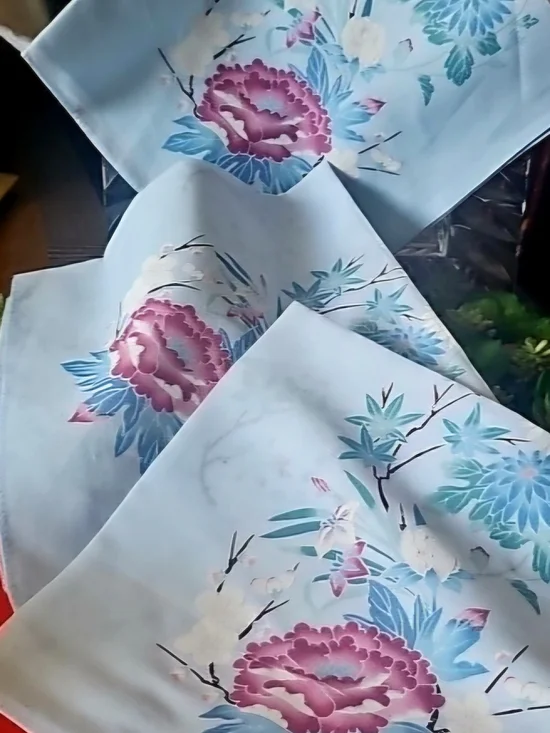 NEW Set 3 Vintage square Handkerchief floral blue pastel (17x17