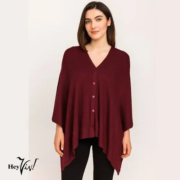 Burgundy Button Shawl Shrug Wrap 60