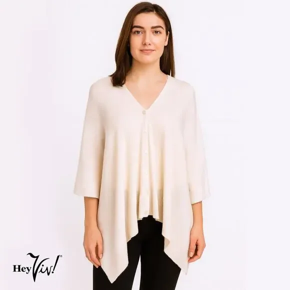 Ivory Button Shawl Shrug Wrap 60