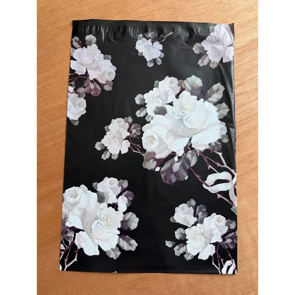10x13‎ Floral Poly Mailers Black White Roses Shipping 25ct NEW Packaging bags