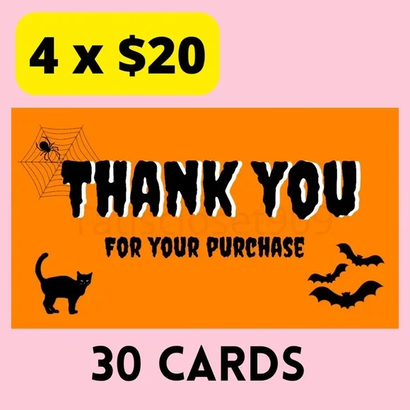 🎃 4x$20 //30 thank you glossy Halloween cards 3.5x2