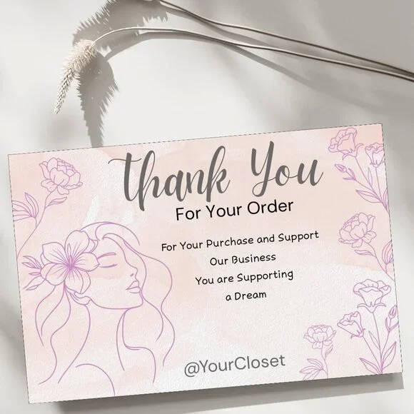 60 Floral Thank You Cards 4 x 2.8