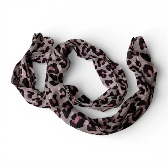 5/$15 Fashion Scarf Womens Pink Black Leopard Print Polyester Casual Lightweight