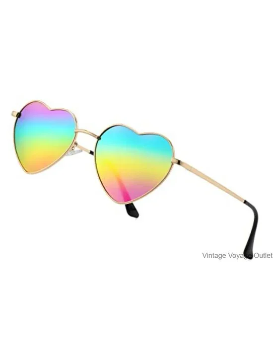 Polarized Heart Sunglasses Women Metal Frame UV Protection