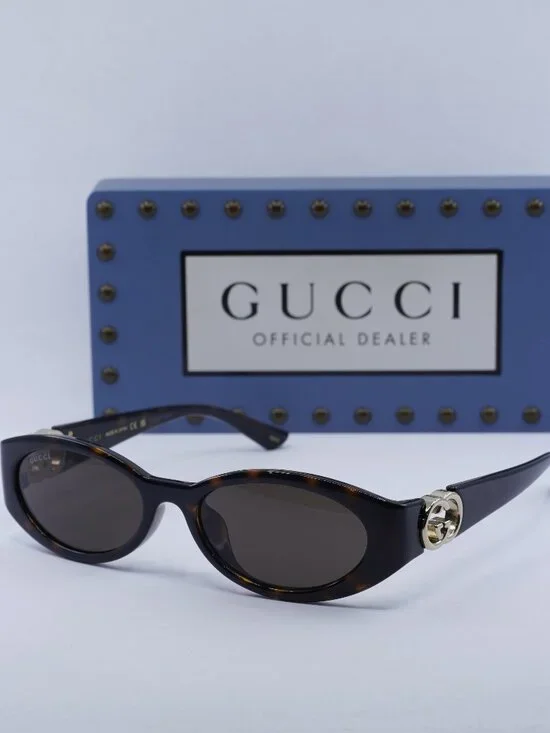 Gucci GG1662SA 002 Oval Sunglasses - Havana\Brown