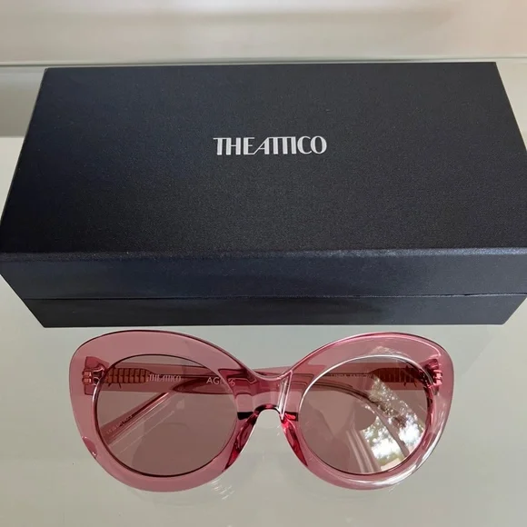 Linda Farrow Pink Oversized Round Sunglasses