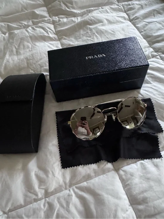 Prada Women's Mirrored Round Sunglasses in Tortoise/Gold