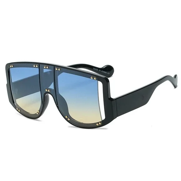 Oversized Sunglasses Shield Visor Studded Accents Fashion Women Shades‎ Lentes