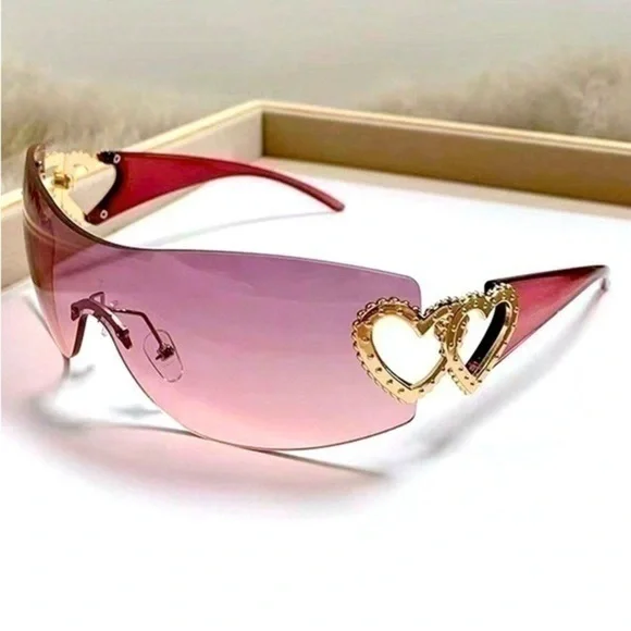 Purple Powder Luxury Heart Sunglasses