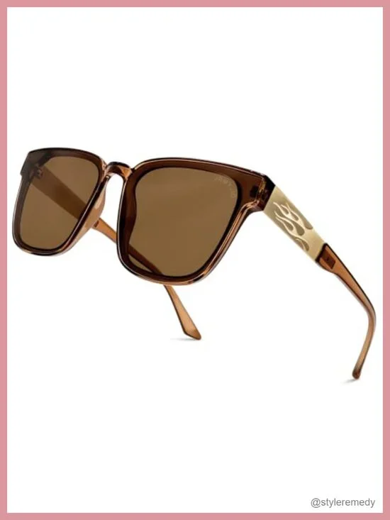 TR90 Square Polarized Sunglasses UV400 Flame Detail