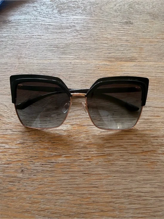 Dolce & Gabbana Black and Gold Oversized Square Sunglasses