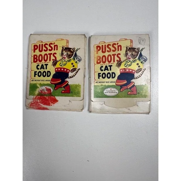 Vintage Puss n Boots Cat Food Advertising Lot Of 2 Eye‎ Glasses Cleaning Wipes