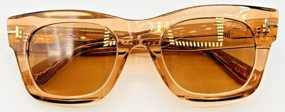 Tom Ford EMMA TF1314 45E Sunglasses Women Shiny Light Brown Frame Brown Lens NEW