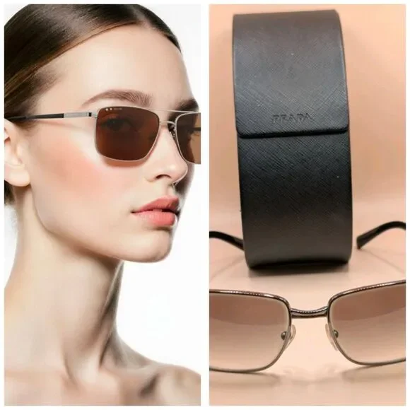 Prada Sunglasses SPR 54Q 610216 SAV 135 24 Gradient Black Gunmetal/Silver *FLAW*